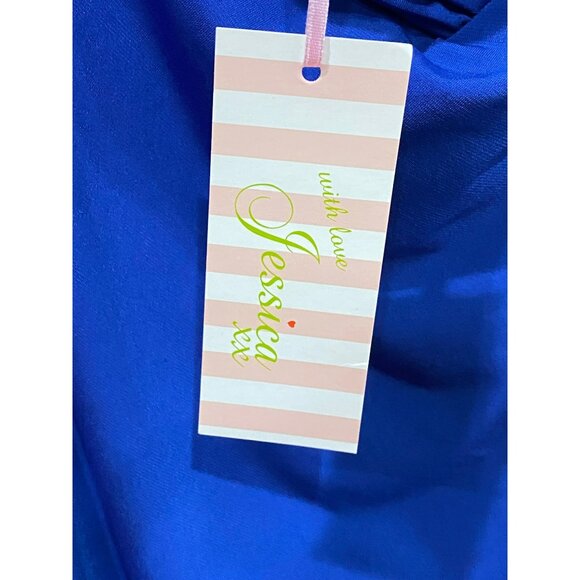 NWT With Love Jessica xx Blue Draped Evening Gown Size 12 - Picture 6 of 11